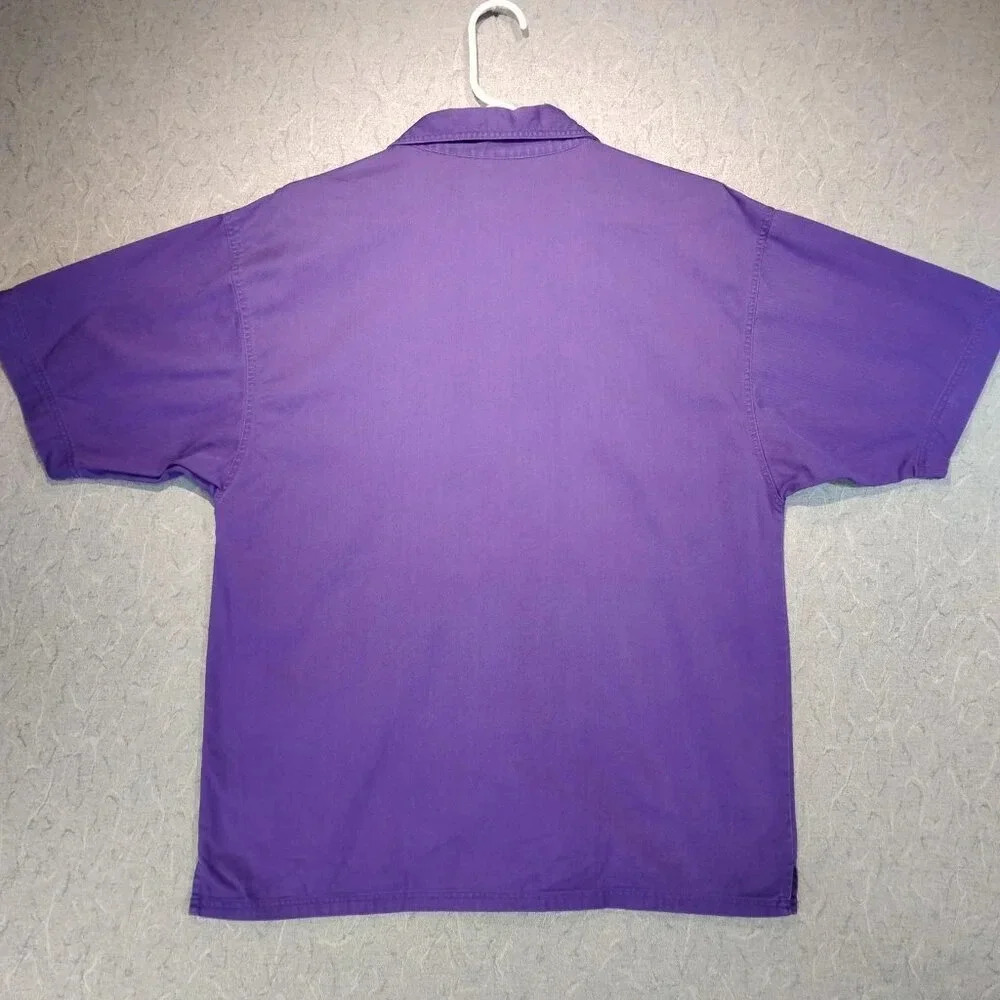 Women's Purple Cotton Short Sleeve 2 Pocket Cotton Shirt NO NAME  NO TAGS - Picture 4 of 11